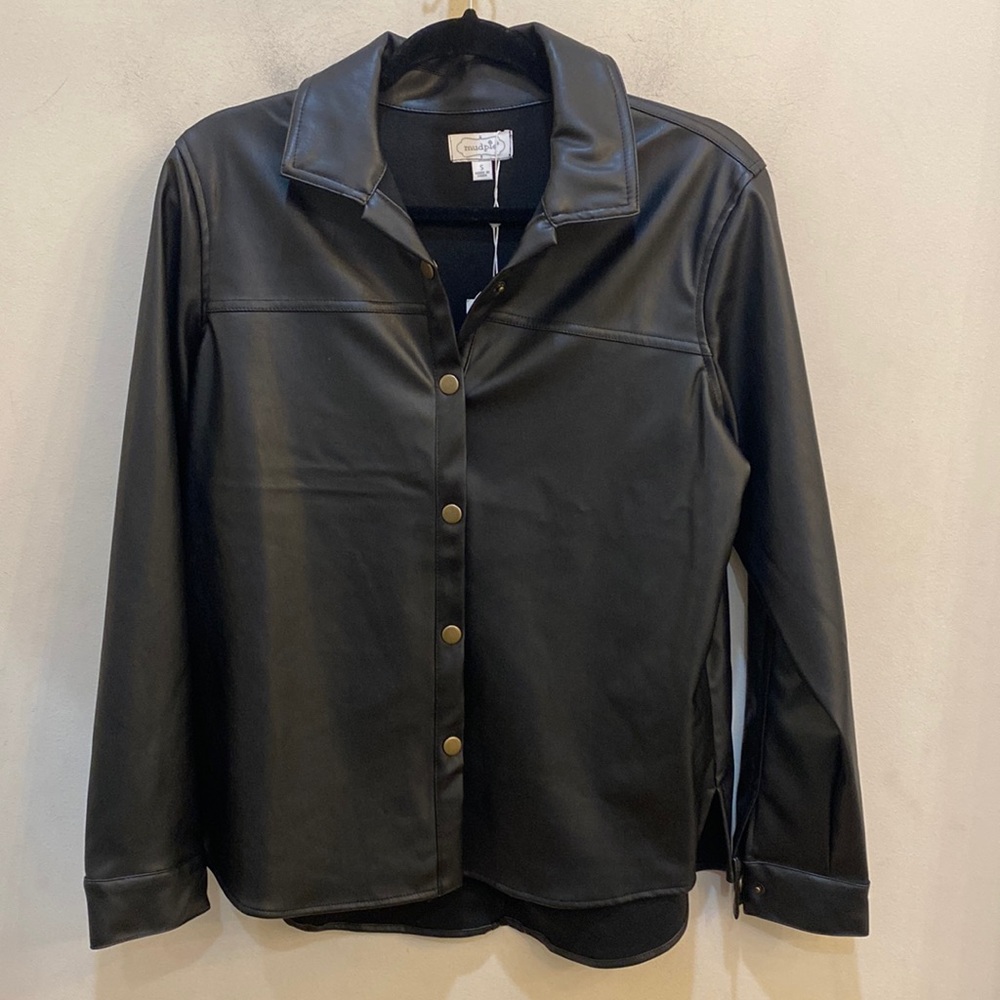 Salem leather shacket by MudPie